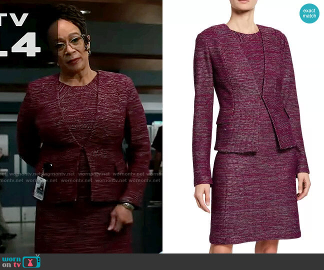 St John Collection Plunging V-Neck Ombre Ribbon Tweed Jacket worn by Sharon Goodwin (S. Epatha Merkerson) on Chicago Med