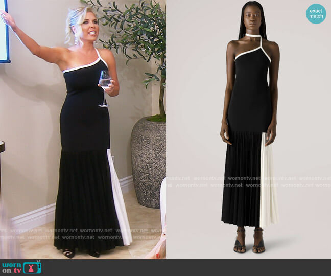 St. John Viscose Knit Bi-Color Pleated Dress worn by Dr. Jen Armstrong on The Real Housewives of Orange County