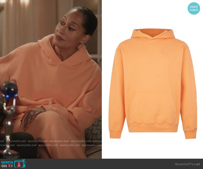 Stadium Goods Eco logo-embroidered hoodie worn by Rainbow Johnson (Tracee Ellis Ross) on Black-ish