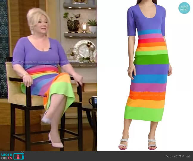 Christopher John Rogers Striped Colorblock Midi-Dress