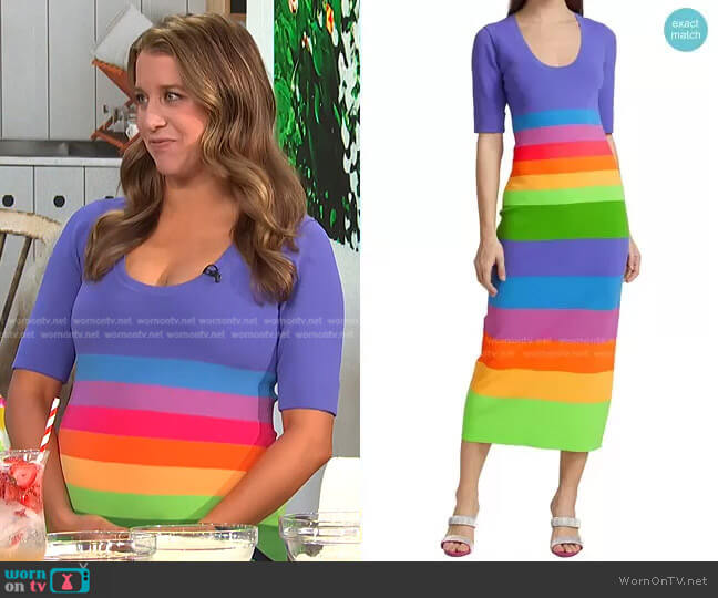 Christopher John Rogers Striped Colorblock Midi-Dress