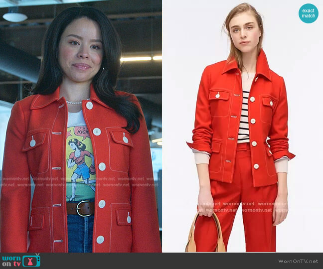 J. Crew Tailored Jacket with Contrast Stitch worn by Mariana Foster (Cierra Ramirez) on Good Trouble