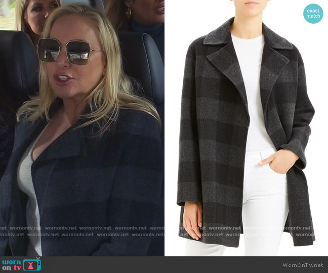 Theory Buffalo Plaid Wool Coat worn by Shannon Beador on The Real Housewives of Orange County