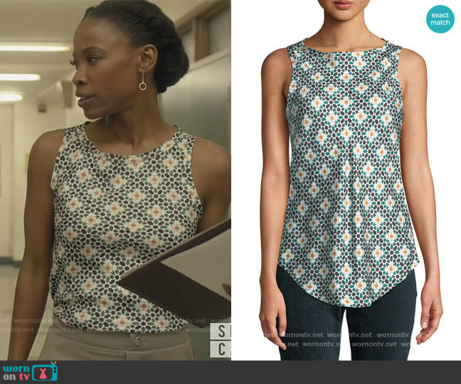 Theory Printed Silk Sleeveless Racerback Top worn by Grace James (Karimah Westbrook) on All American