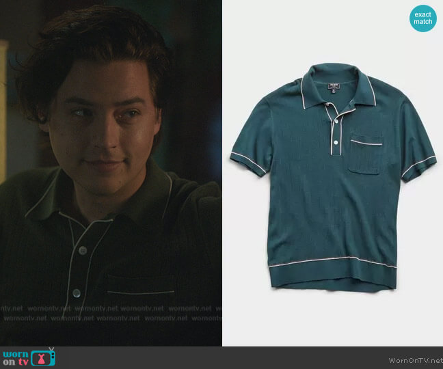Todd Snyder Italian Cotton Silk Tipped Ribbed Polo worn by Jughead Jones (Cole Sprouse) on Riverdale