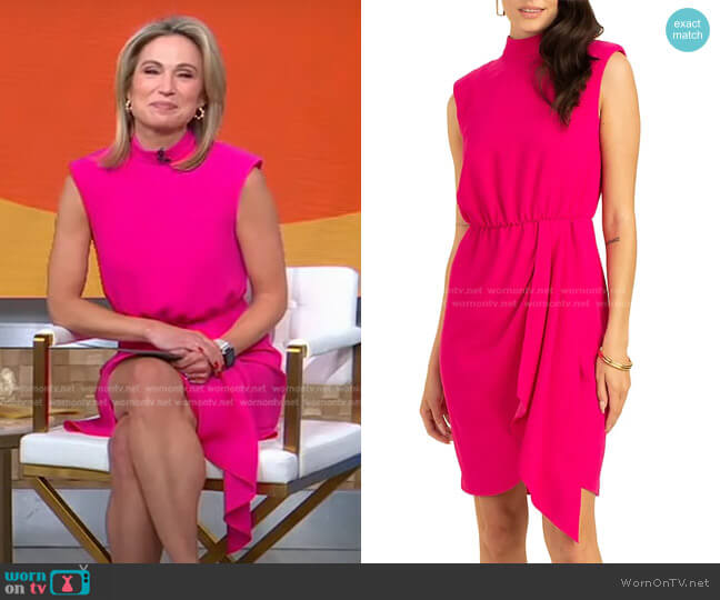 Trina Turk Descanso Draped Crepe Dress worn by Amy Robach on Good Morning America