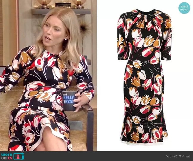 Marni Tulip-Print Mid-Length Dress worn by Kelly Ripa on Live with Kelly and Mark