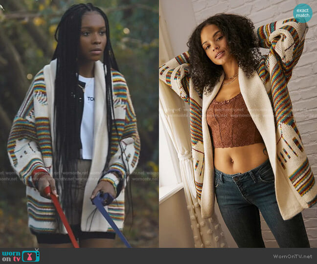 Urban Outfitters Kolbie Stripe Cottage Cardigan worn by Naomi McDuffie (Kaci Walfall) on Naomi