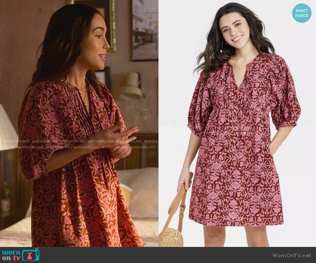 Universal Thread Puff Elbow Sleeve Babydoll Dress worn by Isabella (Priscilla Quintana) on Good Trouble