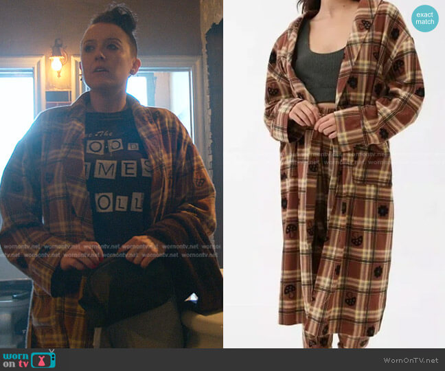 Urban Outfitters Mushroom Plaid Robe