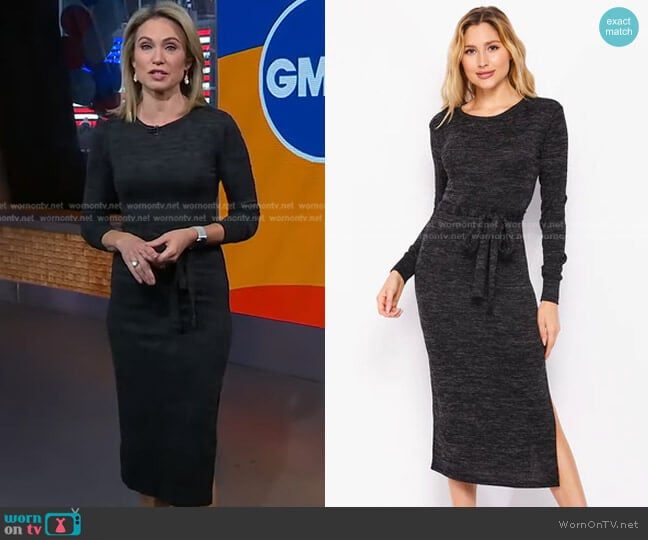 Velvet Torch Knit Belted Midi Dress worn by Amy Robach on Good Morning America