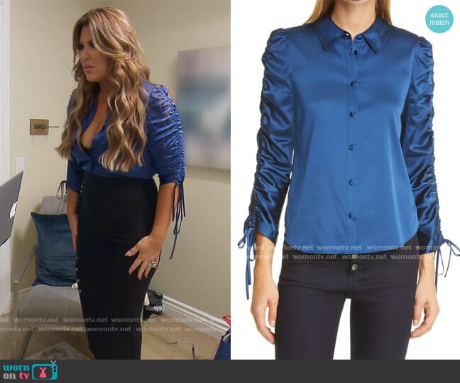 Veronica Beard Lillian Blouse worn by Emily Simpson on The Real Housewives of Orange County