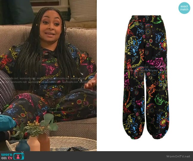 Versace Jeans Couture Regalia Baroque-Print Track Pants worn by Raven Baxter (Raven-Symoné) on Ravens Home