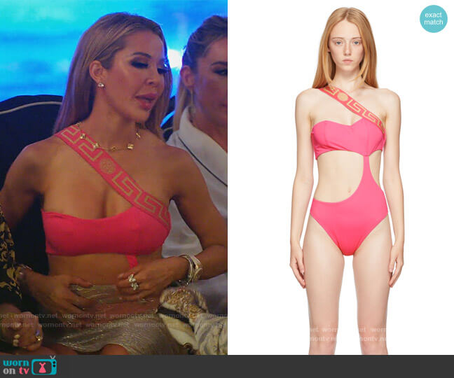 Versace One Shoulder Swimsuit worn by Lisa Hochstein (Lisa Hochstein) on The Real Housewives of Miami