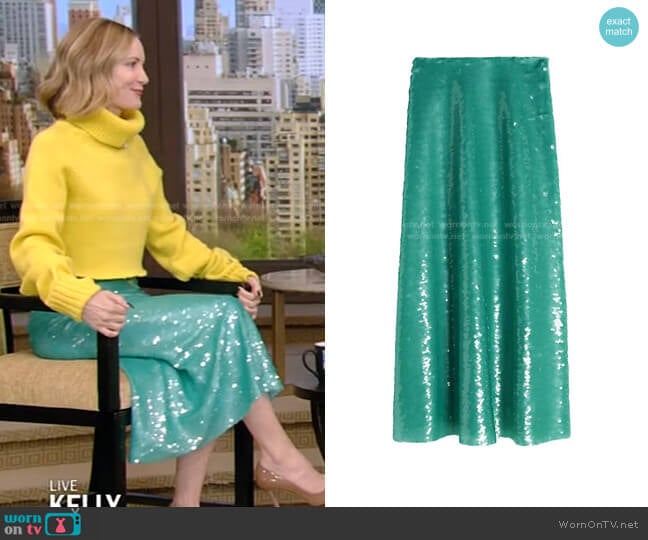 Victoria Beckham Flared Sequin Midi Skirt
