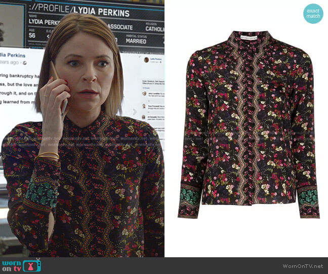 Alice + Olivia Willa Floral Print Top worn by Taylor Rentzel (MacKenzie Meehan) on Bull