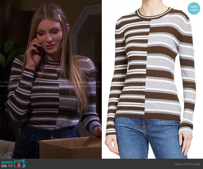 Theory Wool Multi-Stripe Sweater worn by Alice Caroline Horton (Lindsay Arnold) on Days of our Lives