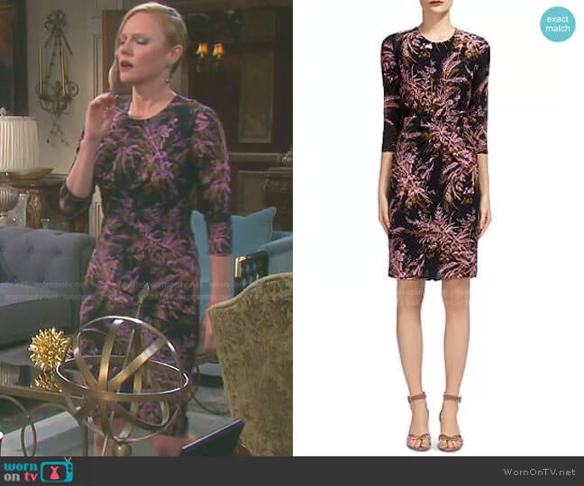 Whistles Wren Floral-Print Sheath Dress worn by Abigail Deveraux (Marci Miller) on Days of our Lives