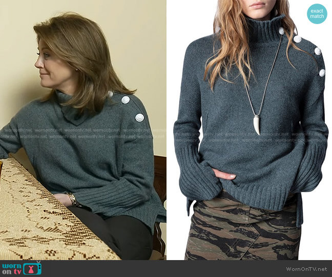 Zadig & Voltaire Alma Cashmere Turtleneck Sweater worn by Norah O'Donnell on CBS Evening News