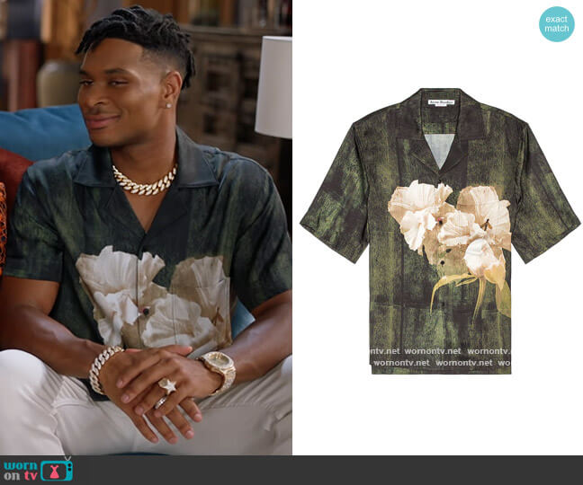 Acne Studios Simon Floral Patch Shirt worn by Christian King (Ashlee Brian) on The Kings of Napa