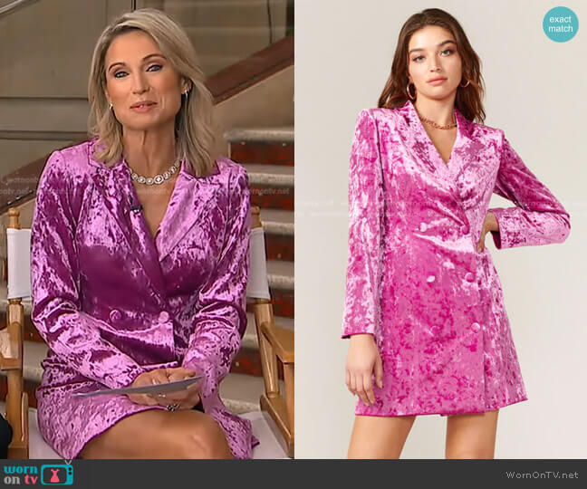 Adelyn Rae Rachel Crushed Velvet Blazer Dress worn by Amy Robach on Good Morning America