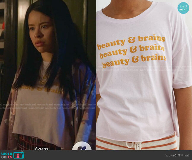 Aerie Beauty & Brains Cropped Tee worn by Mariana Foster (Cierra Ramirez) on Good Trouble