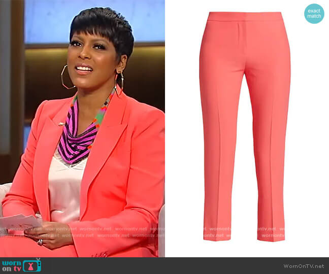 Alexander McQueen Leaf Crepe Cigarette Trousers worn by Tamron Hall on Tamron Hall Show