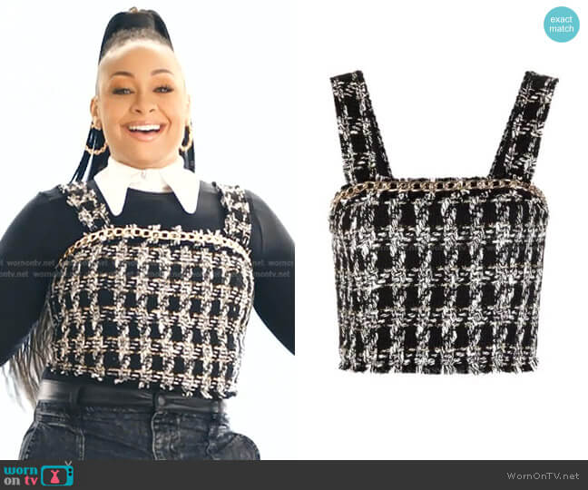 Alice + Olivia Coralie Frayed Crop Top worn by Raven Baxter (Raven-Symoné) on Ravens Home