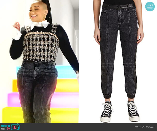 Alice + Olivia Jenny Vegan Leather Combo Jeans worn by Raven Baxter (Raven-Symoné) on Ravens Home