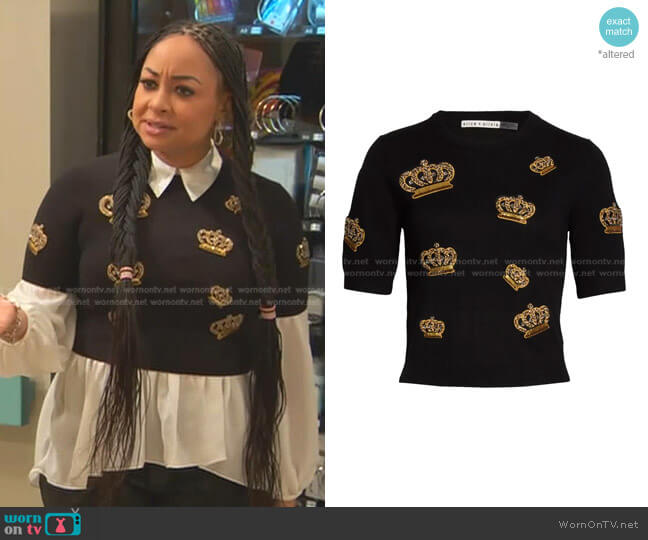 Alice + Olivia Ciara Embroidered Crown Top worn by Raven Baxter (Raven-Symoné) on Ravens Home