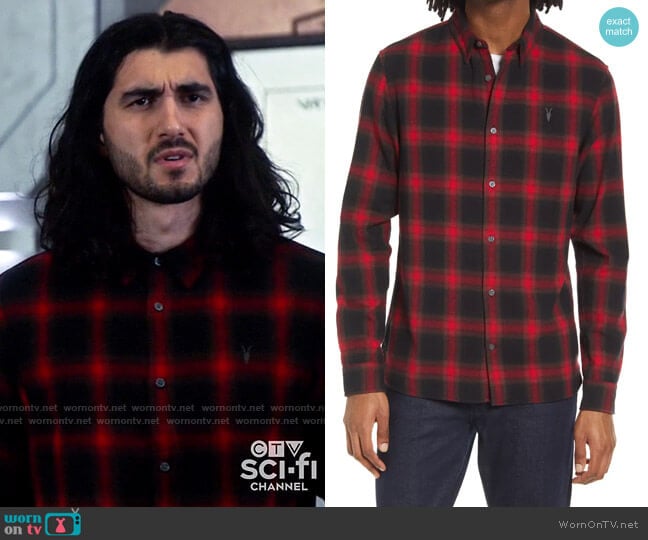 All Saints Windham Plaid Cotton Button-Up Shirt worn by Behrad Tarazi (Shayan Sobhian) on Legends of Tomorrow