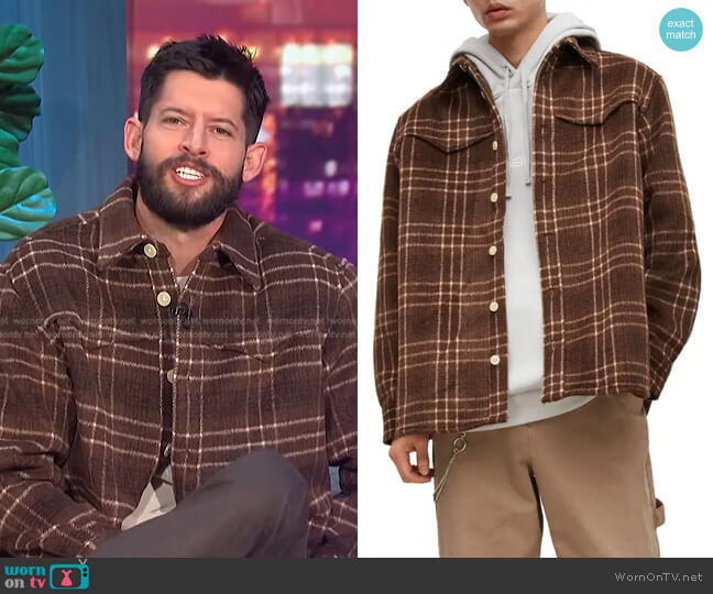All Saints Nikko Plaid Fleece Button-Up Shirt Jacket