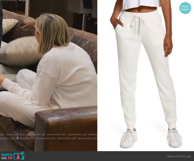 ALO Muse Ribbed High Waist Sweatpants worn by Gina Kirschenheiter on The Real Housewives of Orange County
