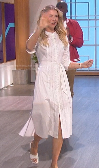 Amanda’s white broderie dress on The Talk