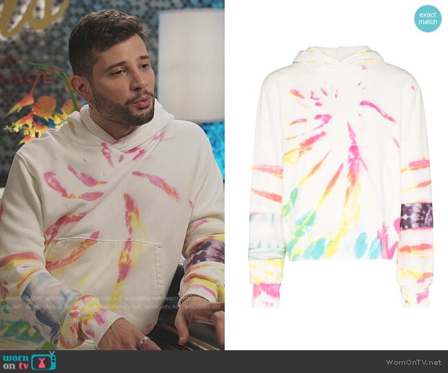 Amiri Tie-Dye Cotton Hoodie worn by Sam Flores (Rafael de la Fuente) on Dynasty