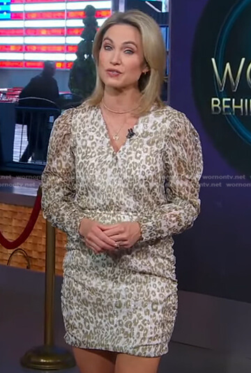 Amy’s leopard print puff sleeve dress on Good Morning America