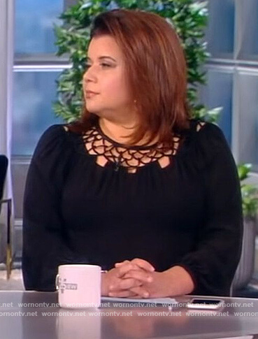 Ana’s black crochet neckline top on The View