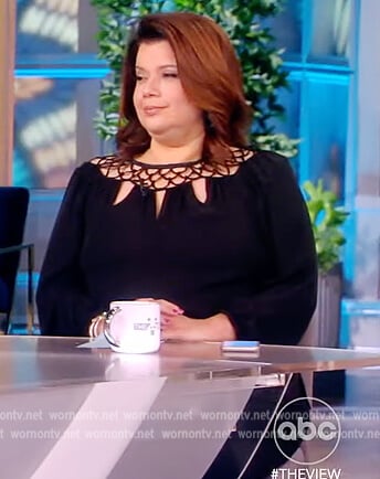 Ana’s black crochet neckline top on The View