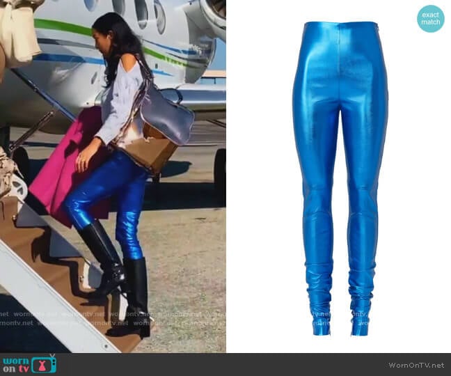 Andamane Hoola Faux Leather Zip Leggings worn by Noella Bergener on The Real Housewives of Orange County