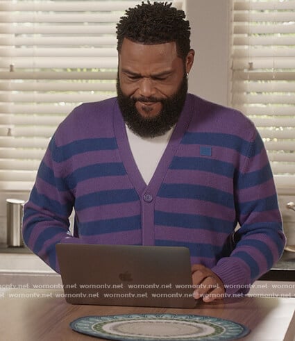 Andre’s purple stripe cardigan on Black-ish