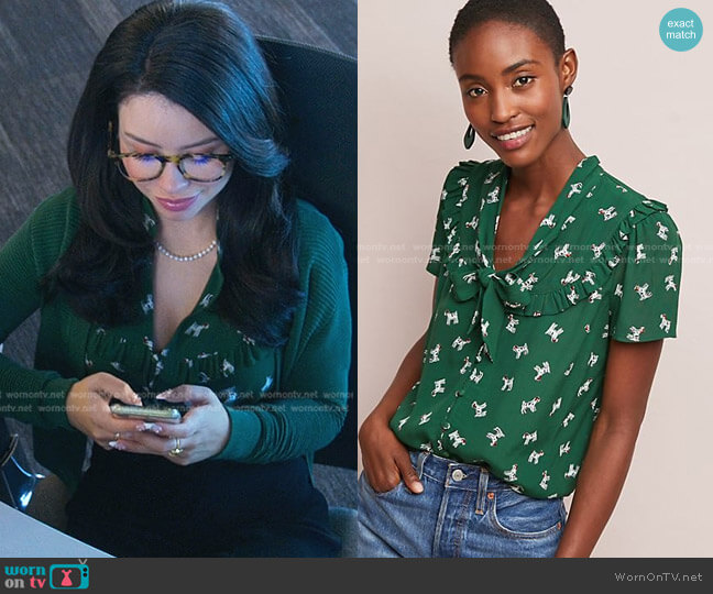 Anthropologie Adagio Ruffled Blouse worn by Mariana Foster (Cierra Ramirez) on Good Trouble