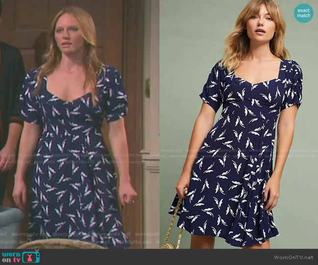 Anthropologie Fern Ruched Dress worn by Abigail Deveraux (Marci Miller) on Days of our Lives