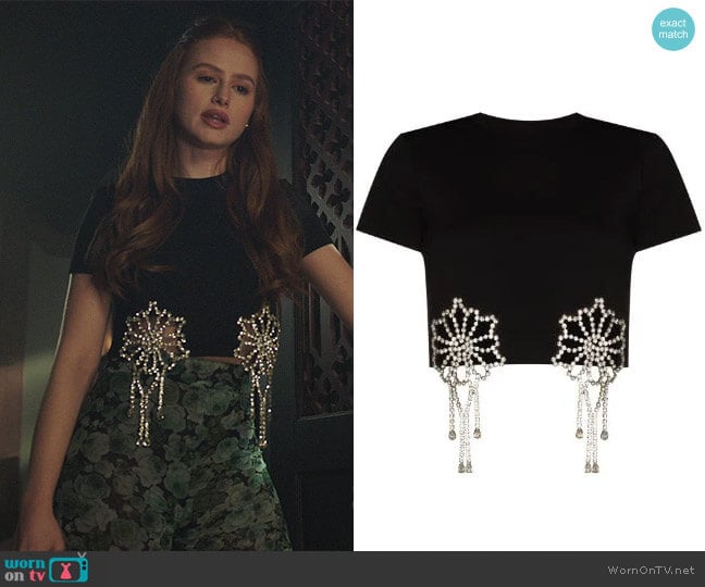 Area Crystal-embellished Cropped T-shirt worn by Cheryl Blossom (Madelaine Petsch) on Riverdale