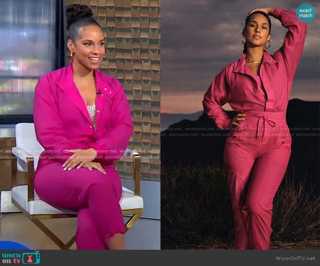 Athleta x Alicia Keys Keys Utility Jumpsuit in Raspberry Fuchsia