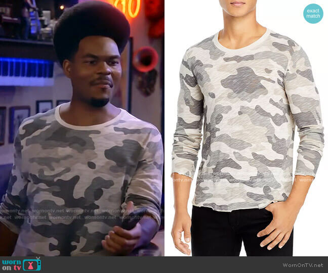 ATM Anthony Thomas Melilo Camo Long Sleeve T-Shirt worn by Carter (Julian Gant) on Call Me Kat
