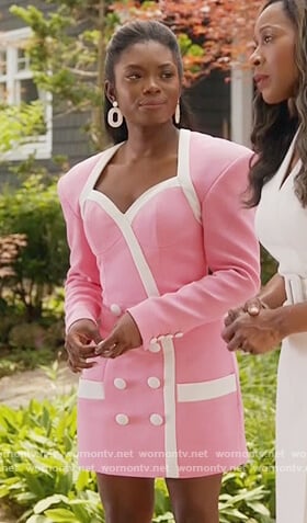 August’s pink contrast double breasted dress on The Kings of Napa