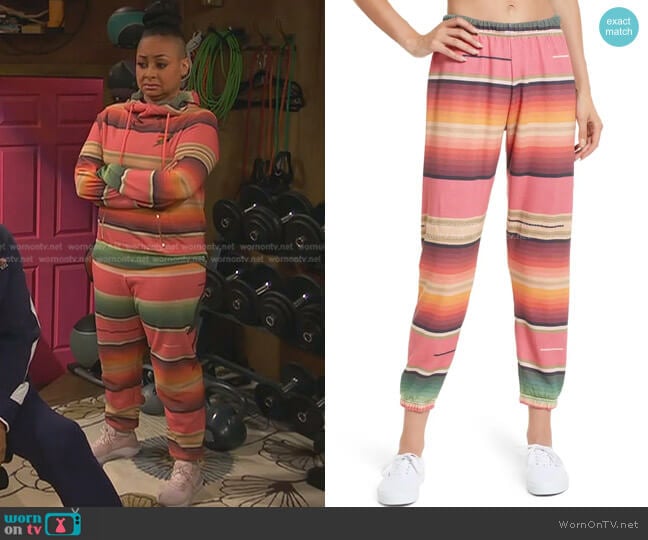 Aviator Nation Serape Bolt Stitch Joggers worn by Raven Baxter (Raven-Symoné) on Ravens Home