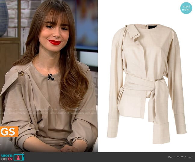 A.W.A.K.E. Mode Asymmetric Shirt Detail Blouse