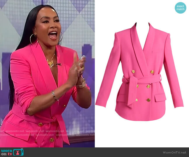 Balmain Tie Waist Double Breasted Blazer