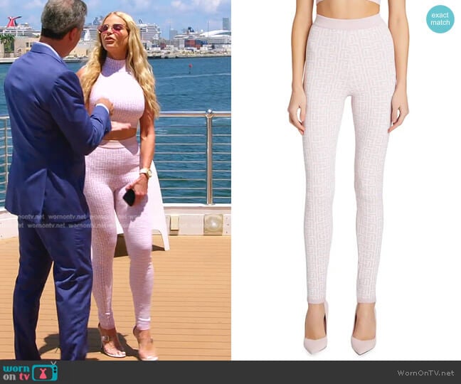 Balmain Glitter Monogram Leggings worn by Alexia Echevarria (Alexia Echevarria) on The Real Housewives of Miami